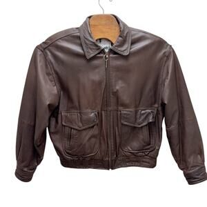 Vintage 90's Luis Alvear Leather Bomber Jacket Mens Large Brown Best Outfitter